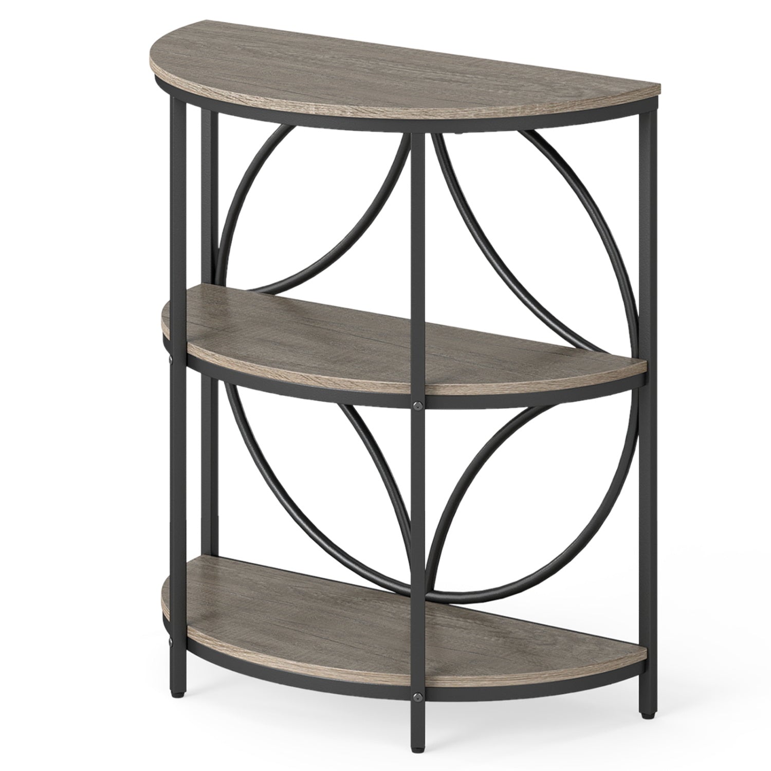 3-Tier Half Round End Table, Metal Frame, Gray End & Side Tables Gray at Gallery Canada