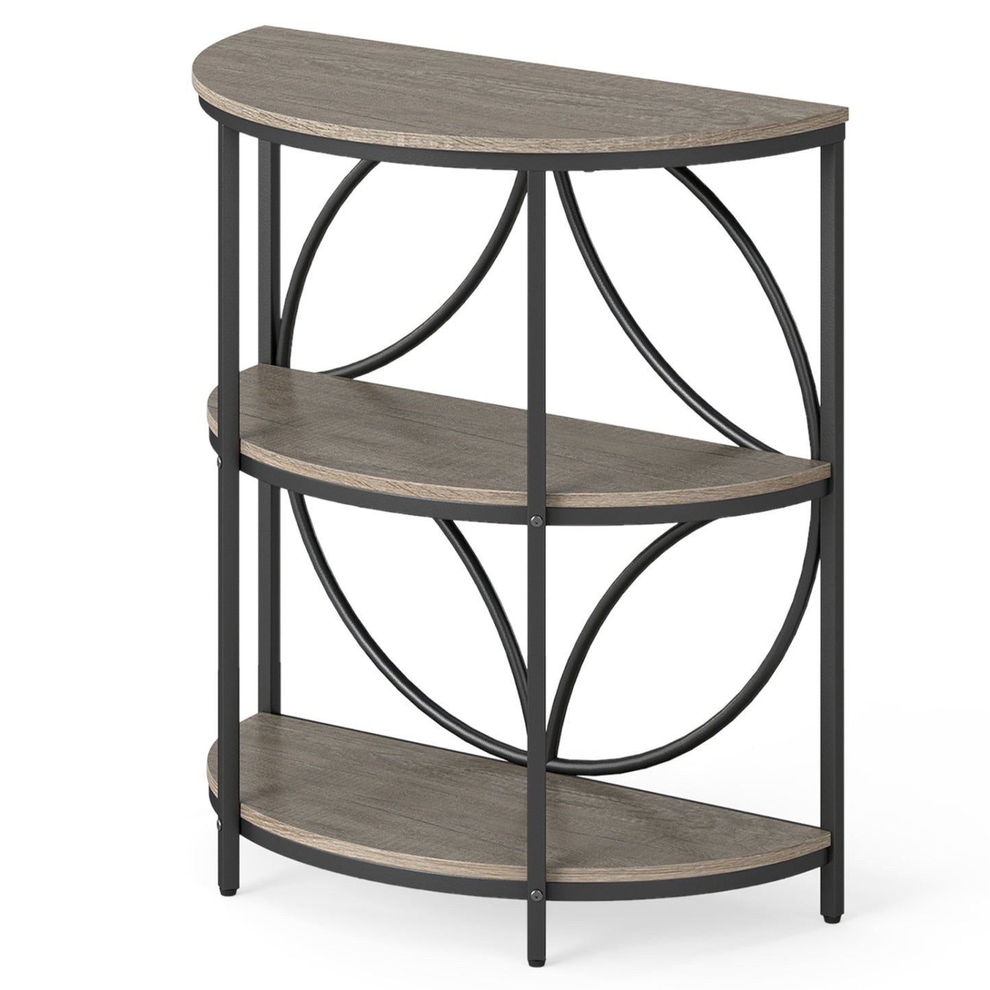 3-Tier Half Round End Table, Metal Frame, Gray End & Side Tables Gray at Gallery Canada