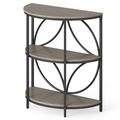 3-Tier Half Round End Table, Metal Frame, Gray End & Side Tables Gray at Gallery Canada