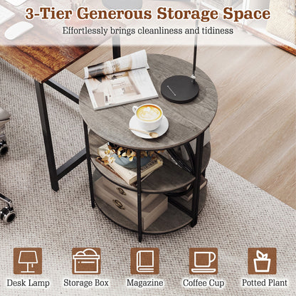3-Tier Half Round End Table, Metal Frame, Gray End & Side Tables at Gallery Canada