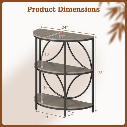 3-Tier Half Round End Table, Metal Frame, Gray End & Side Tables at Gallery Canada