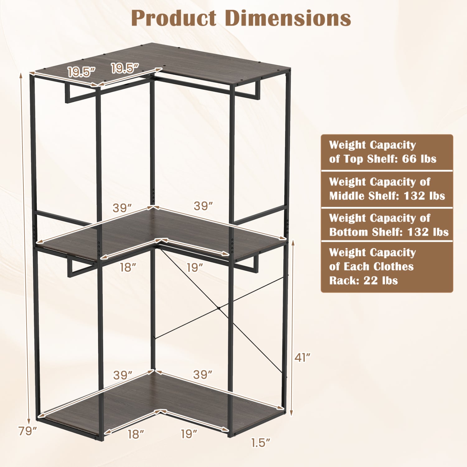 3-Tier Heavy Duty Clothes Rack with Shelves & Hanging Racks Clothing & Closet Storage at Gallery Canada