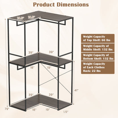 3-Tier Heavy Duty Clothes Rack with Shelves & Hanging Racks Clothing & Closet Storage at Gallery Canada