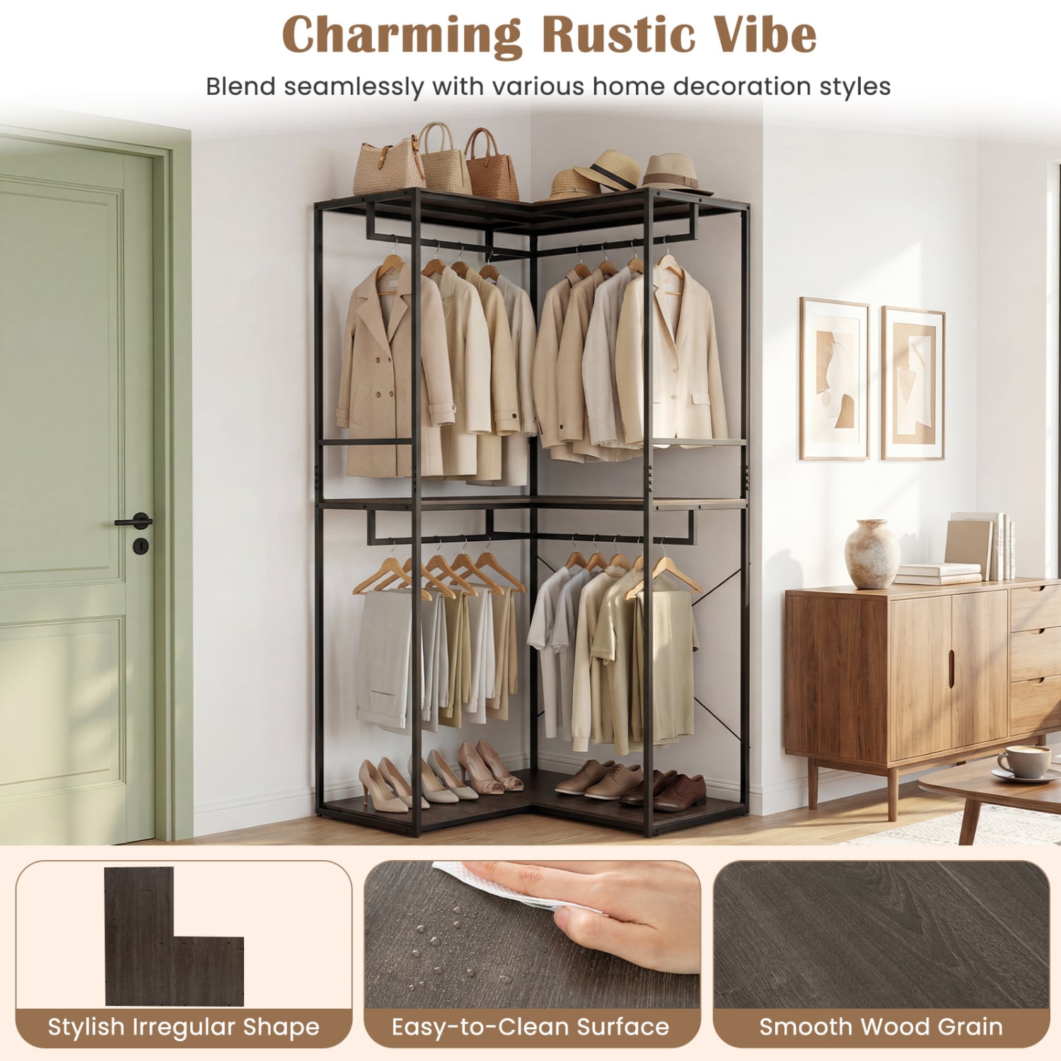 3-Tier Heavy Duty Clothes Rack with Shelves & Hanging Racks Clothing & Closet Storage at Gallery Canada