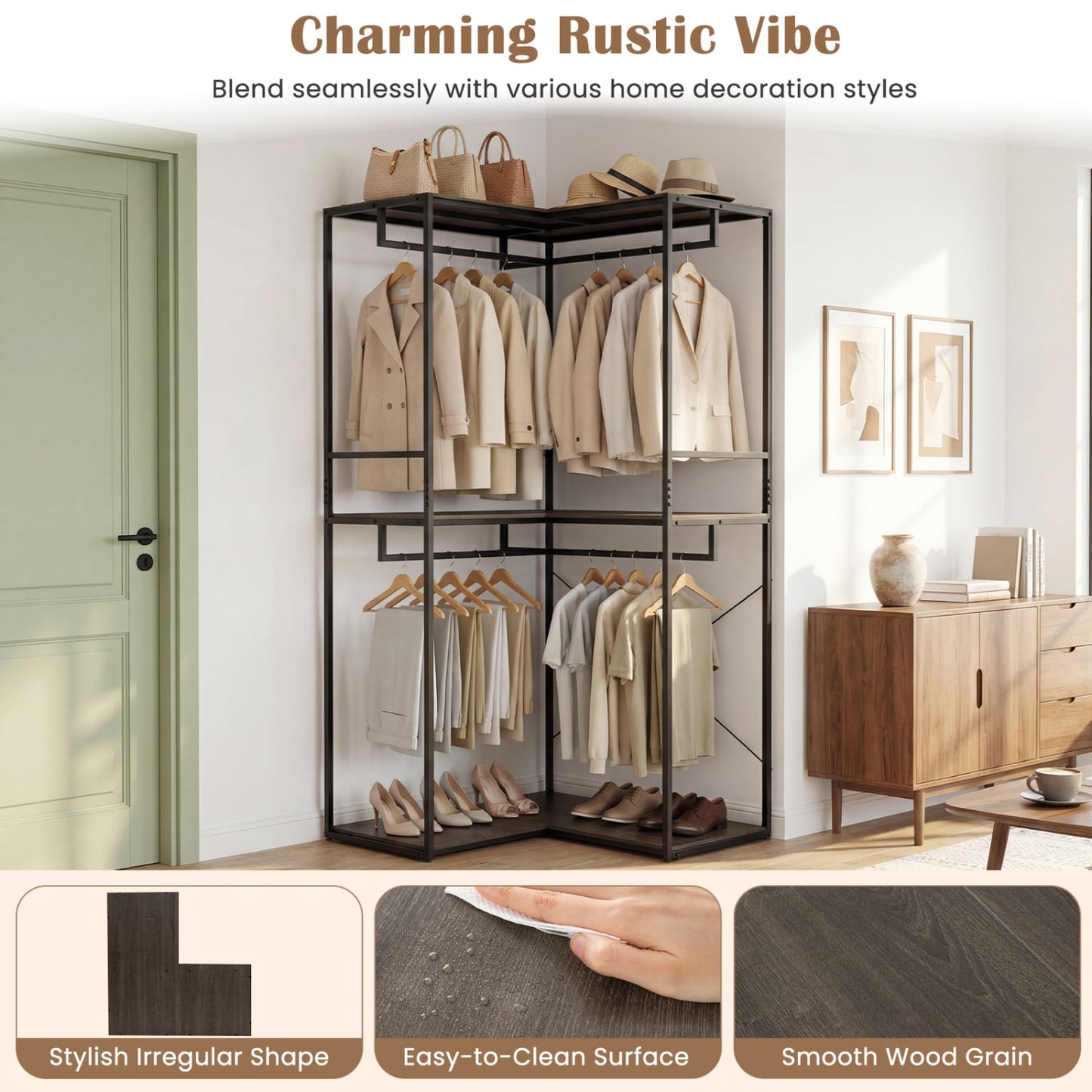 3-Tier Heavy Duty Clothes Rack with Shelves & Hanging Racks Clothing & Closet Storage at Gallery Canada