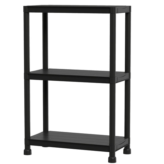 3-Tier Plastic Storage Shelves, Freestanding Garage Shelving Unit, Black Garages Black at Gallery Canada