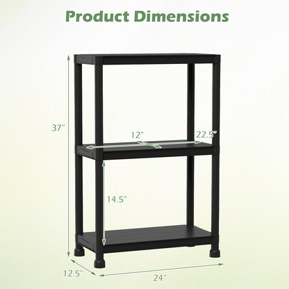 3-Tier Plastic Storage Shelves, Freestanding Garage Shelving Unit, Black Garages at Gallery Canada