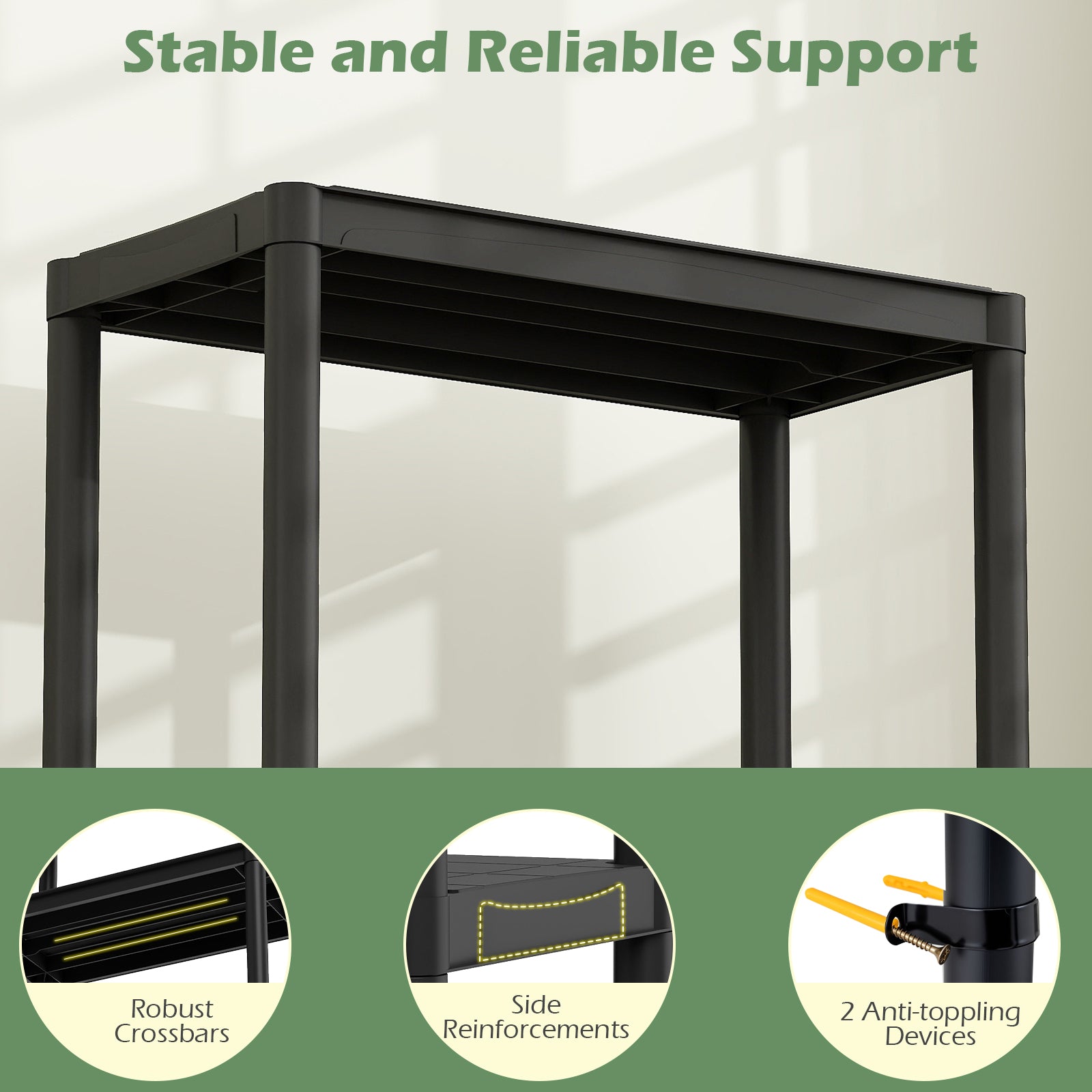 3-Tier Plastic Storage Shelves, Freestanding Garage Shelving Unit, Black Garages at Gallery Canada