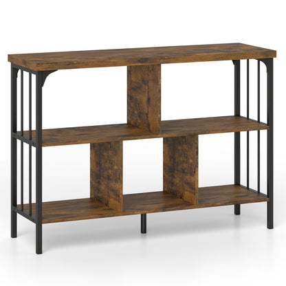 3-Tier Horizontal Bookshelf, Rustic Brown