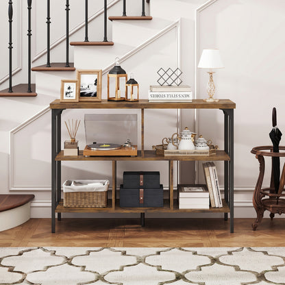 3-Tier Horizontal Bookshelf, Rustic Brown