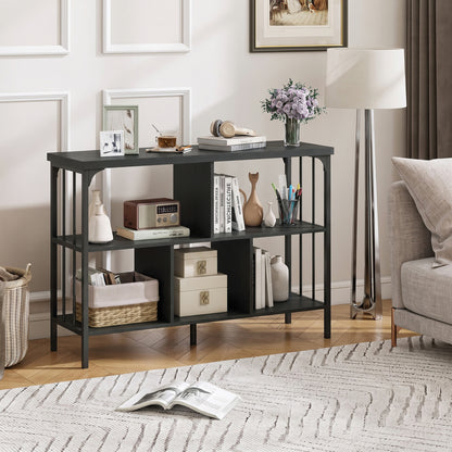 3-Tier Cubby Bookshelf, Open Shelves, Black