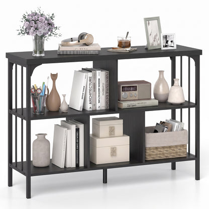 3-Tier Cubby Bookshelf, Open Shelves, Black