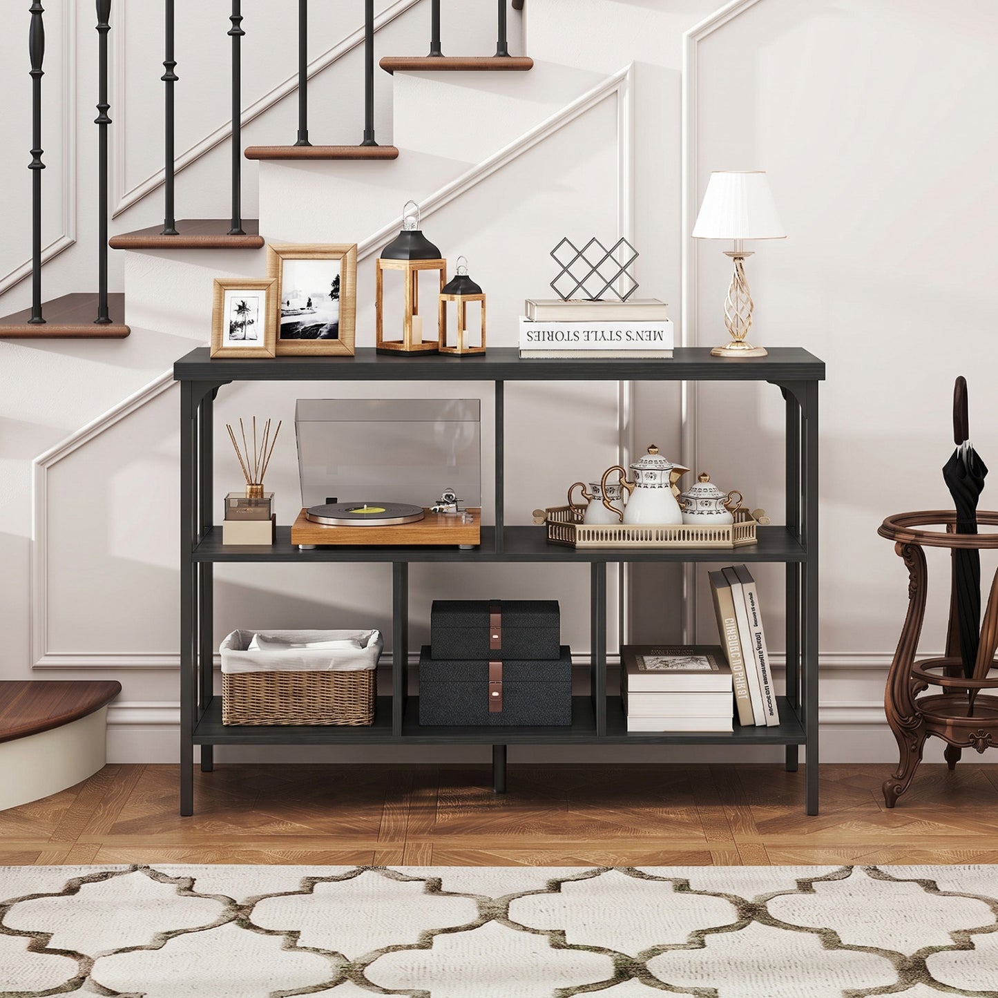 3-Tier Cubby Bookshelf, Open Shelves, Black