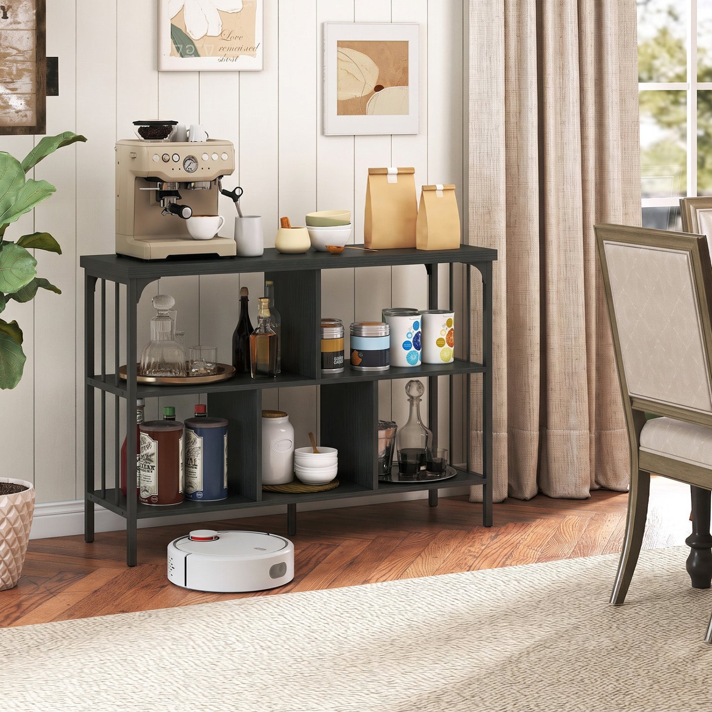 3-Tier Cubby Bookshelf, Open Shelves, Black
