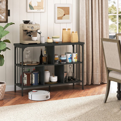 3-Tier Cubby Bookshelf, Open Shelves, Black