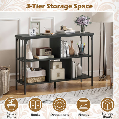 3-Tier Cubby Bookshelf, Open Shelves, Black