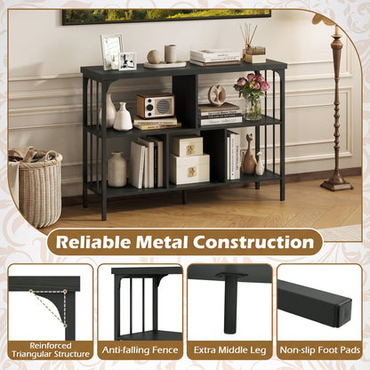 3-Tier Cubby Bookshelf, Open Shelves, Black