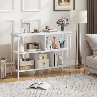 3-Tier Horizontal Cubby Bookshelf, White