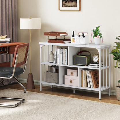 3-Tier Horizontal Cubby Bookshelf, White