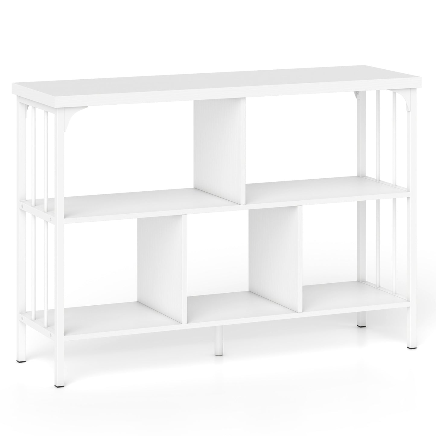 3-Tier Horizontal Cubby Bookshelf, White