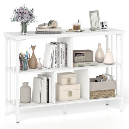 3-Tier Horizontal Cubby Bookshelf, White