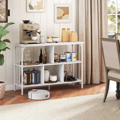 3-Tier Horizontal Cubby Bookshelf, White