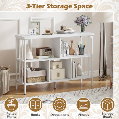 3-Tier Horizontal Cubby Bookshelf, White