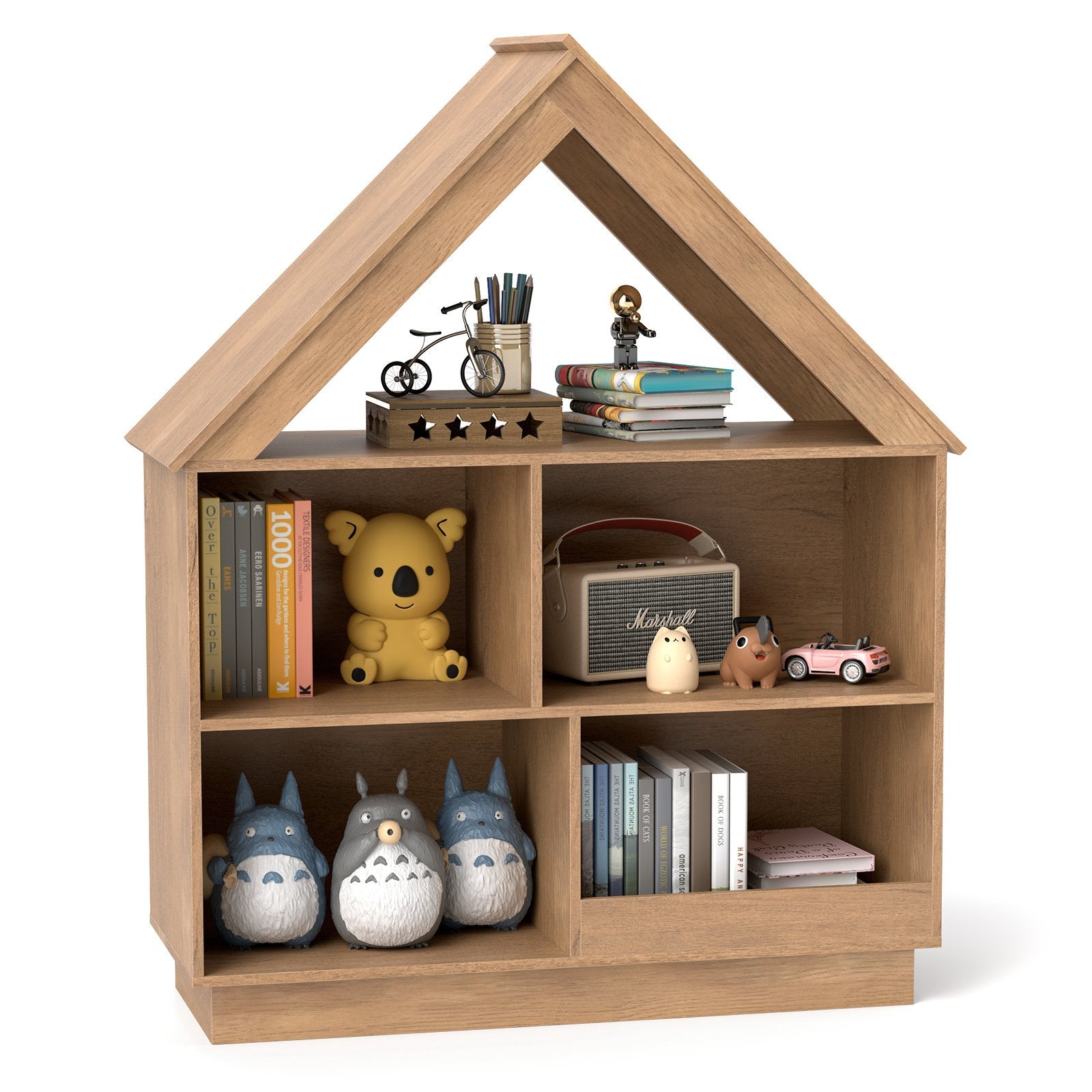 3-Tier House-Shaped Toy Storage Organizer with Open Shelves, Natural Kids Storage at Gallery Canada
