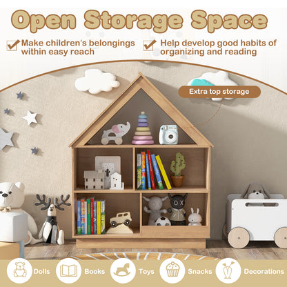 3-Tier House-Shaped Toy Storage Organizer with Open Shelves, Natural Kids Storage at Gallery Canada