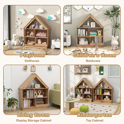 3-Tier House-Shaped Toy Storage Organizer with Open Shelves, Natural Kids Storage at Gallery Canada