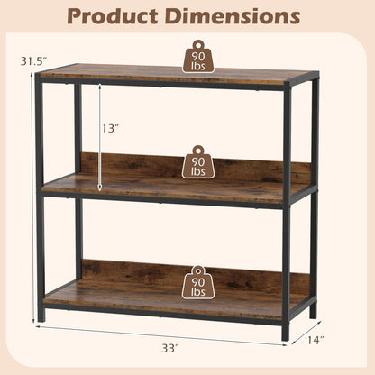 3-Tier Industrial Bookshelf, Rustic Brown Cabinets & Chests at Gallery Canada