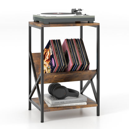 3-Tier Industrial Side Table, V-Shaped Bookshelf, Rustic Brown End & Side Tables at Gallery Canada