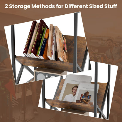 3-Tier Industrial Side Table, V-Shaped Bookshelf, Rustic Brown End & Side Tables at Gallery Canada