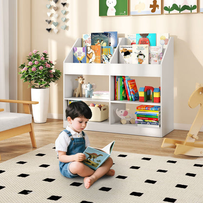 3-Tier Kid's Bookshelf Toy Storage Organizer with Display Rack and 4 Compartments, White Kids Storage at Gallery Canada