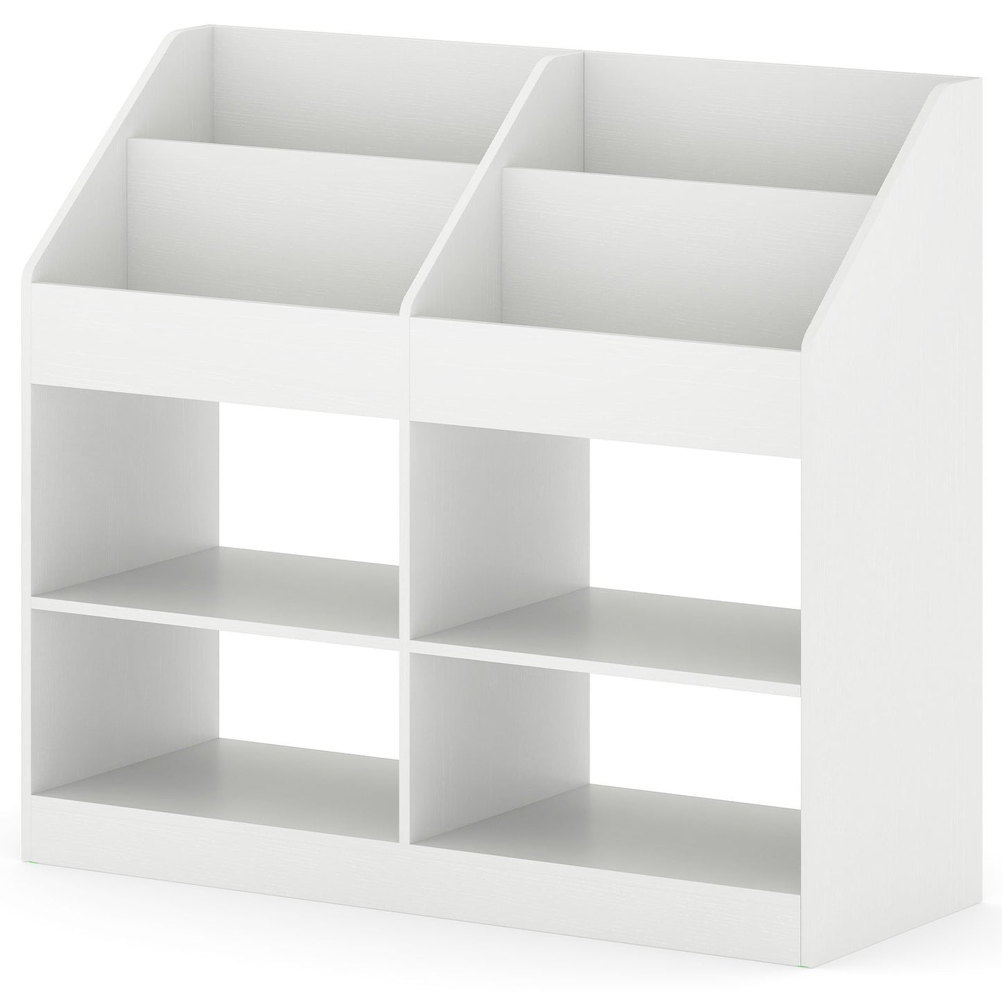 3-Tier Kid's Bookshelf Toy Storage Organizer with Display Rack and 4 Compartments, White Kids Storage White at Gallery Canada