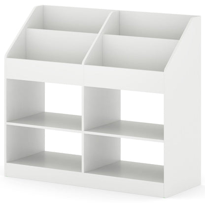 3-Tier Kid's Bookshelf Toy Storage Organizer with Display Rack and 4 Compartments, White Kids Storage White at Gallery Canada