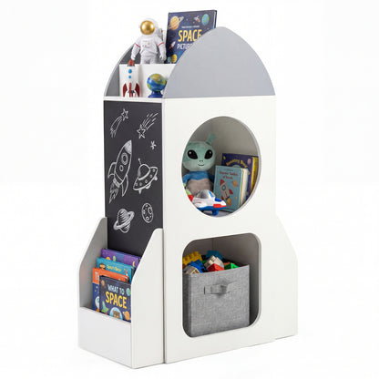 3-Tier Kids Bookshelf Rocket Space Theme Toddler Toy Storage Organizer, White Kids Storage at Gallery Canada