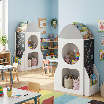 3-Tier Kids Bookshelf Rocket Space Theme Toddler Toy Storage Organizer, White Kids Storage at Gallery Canada