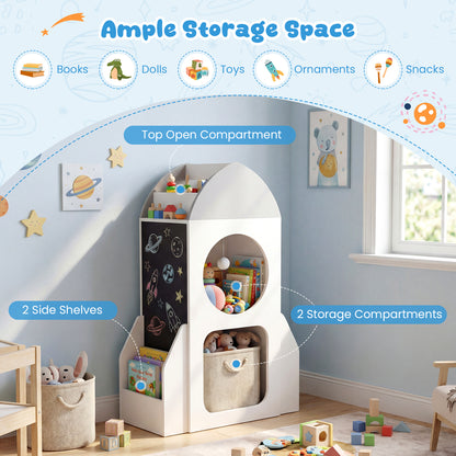 3-Tier Kids Bookshelf Rocket Space Theme Toddler Toy Storage Organizer, White Kids Storage at Gallery Canada