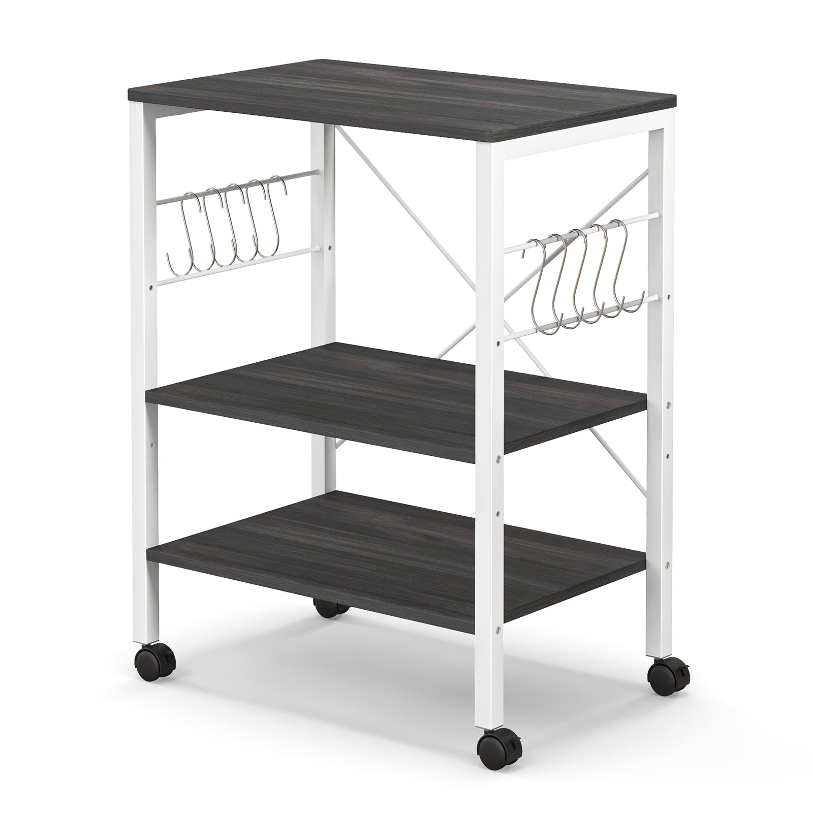 3-Tier Kitchen Baker's Rack Microwave Oven Cart, Deep Brown Baker's Racks Deep Brown at Gallery Canada