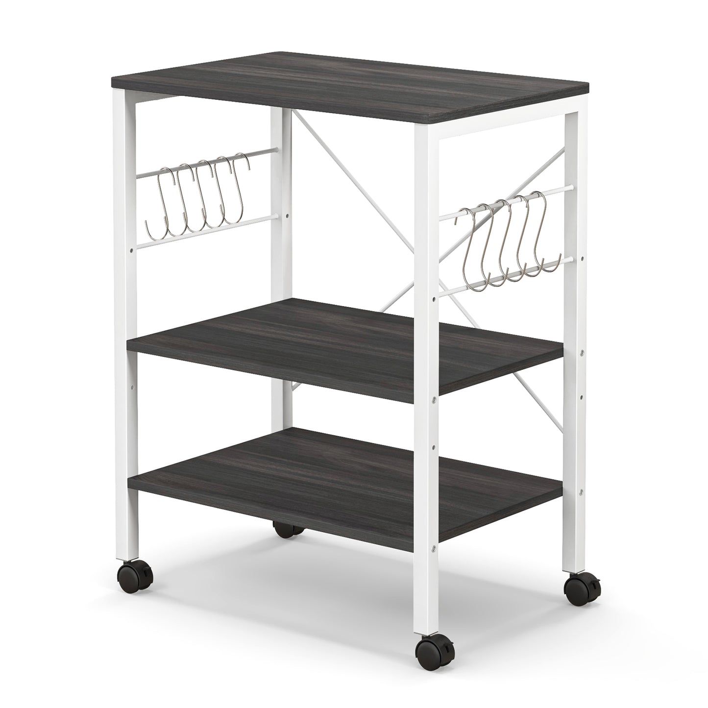 3-Tier Kitchen Baker's Rack Microwave Oven Cart, Deep Brown Baker's Racks Deep Brown at Gallery Canada