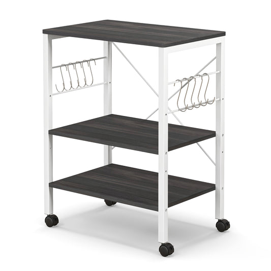 3-Tier Kitchen Baker's Rack Microwave Oven Cart, Deep Brown Baker's Racks Deep Brown at Gallery Canada
