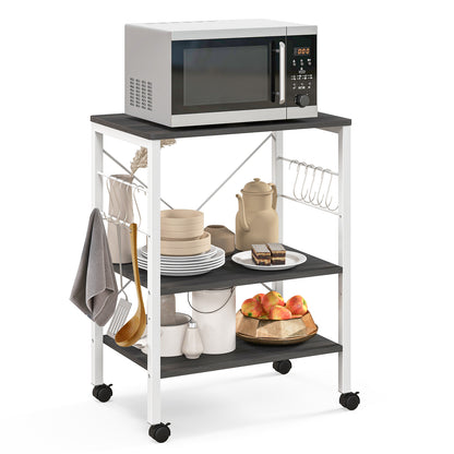 3-Tier Kitchen Baker's Rack Microwave Oven Cart, Deep Brown Baker's Racks at Gallery Canada