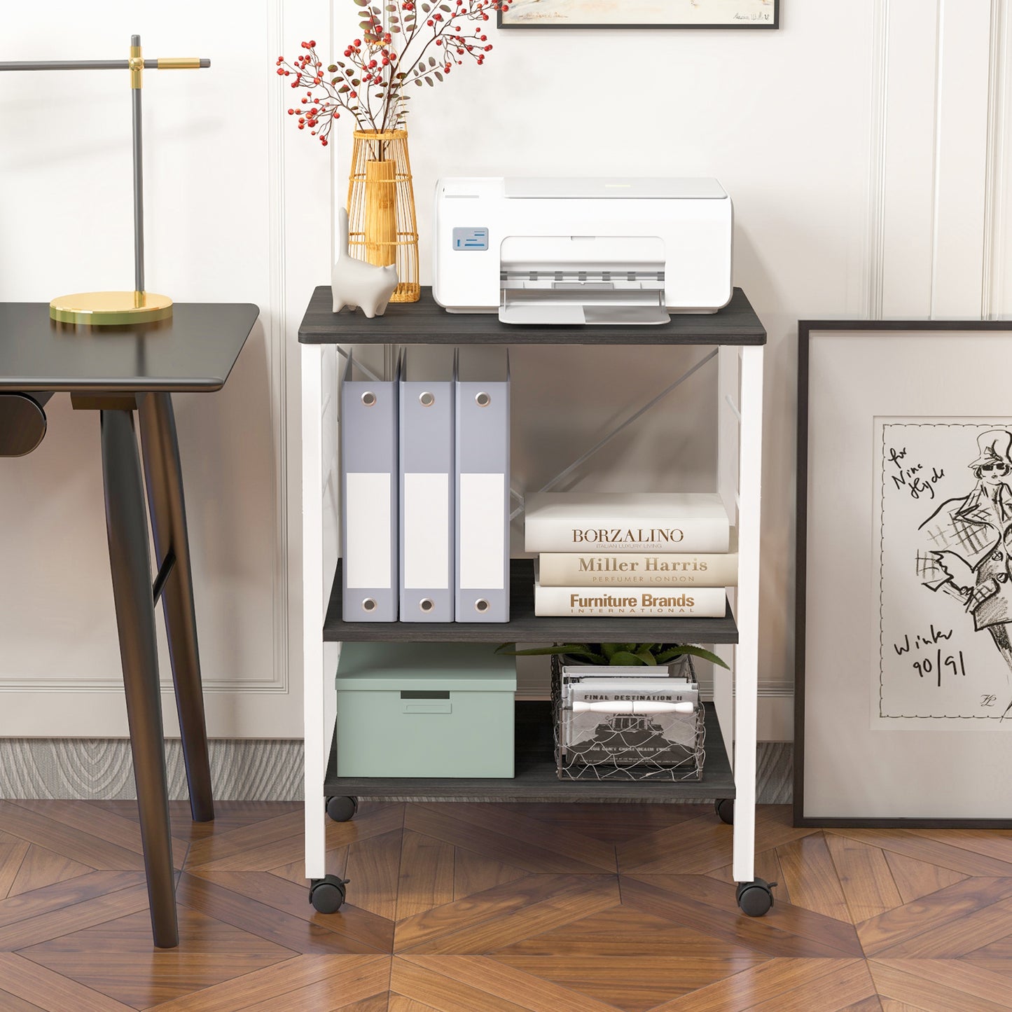 3-Tier Kitchen Baker's Rack Microwave Oven Cart, Deep Brown Baker's Racks at Gallery Canada