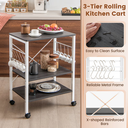 3-Tier Kitchen Baker's Rack Microwave Oven Cart, Deep Brown Baker's Racks at Gallery Canada