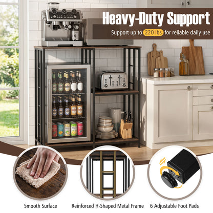 3-Tier Kitchen Baker's Rack with Open Shelves for Microwave and Oven, Rustic Brown Baker's Racks at Gallery Canada