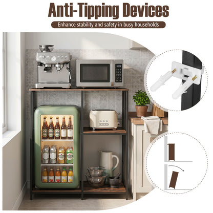 3-Tier Kitchen Baker's Rack with Open Shelves for Microwave and Oven, Rustic Brown Baker's Racks at Gallery Canada