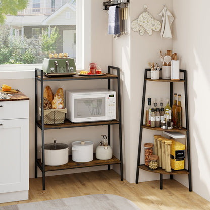 3-Tier Ladder & Corner Shelf Set, Rustic Brown Bookcases at Gallery Canada