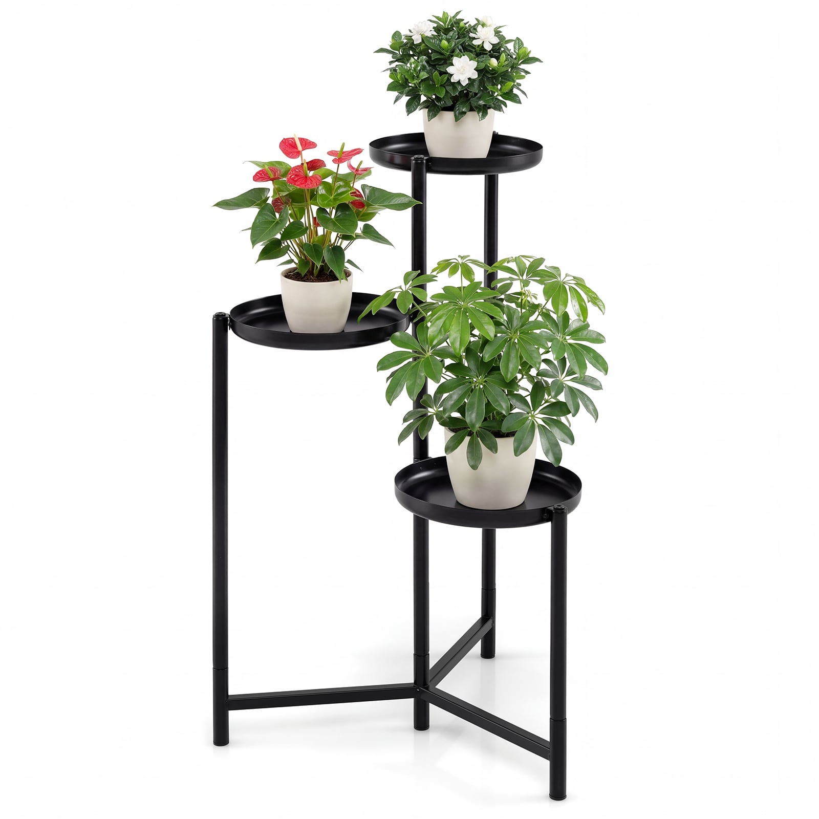 3-Tier Metal Plant Stand, Indoor Outdoor Tall Corner Flower Pot Holder Plant Stands at Gallery Canada