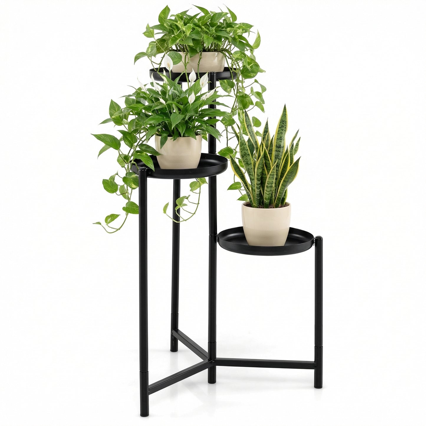 3-Tier Metal Plant Stand, Indoor Outdoor Tall Corner Flower Pot Holder Plant Stands at Gallery Canada